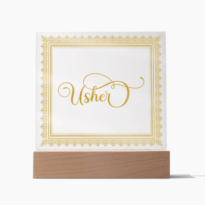 Usher (Gold) - Square Acrylic Plaque
