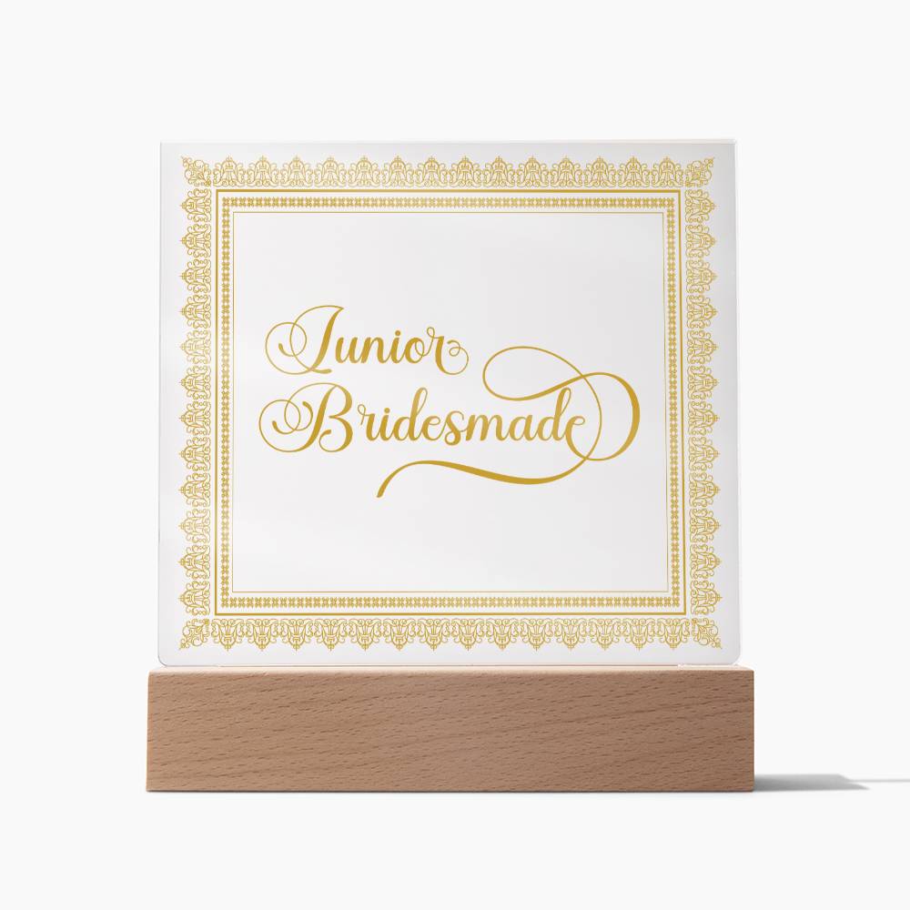 Junior Bridesmade (Gold) - Square Acrylic Plaque