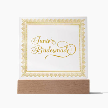 Junior Bridesmade (Gold) - Square Acrylic Plaque