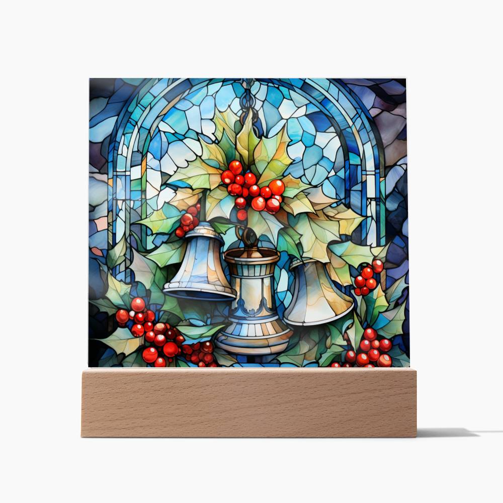 Christmas Stained Glass Design 012 - Square Acrylic Plaque