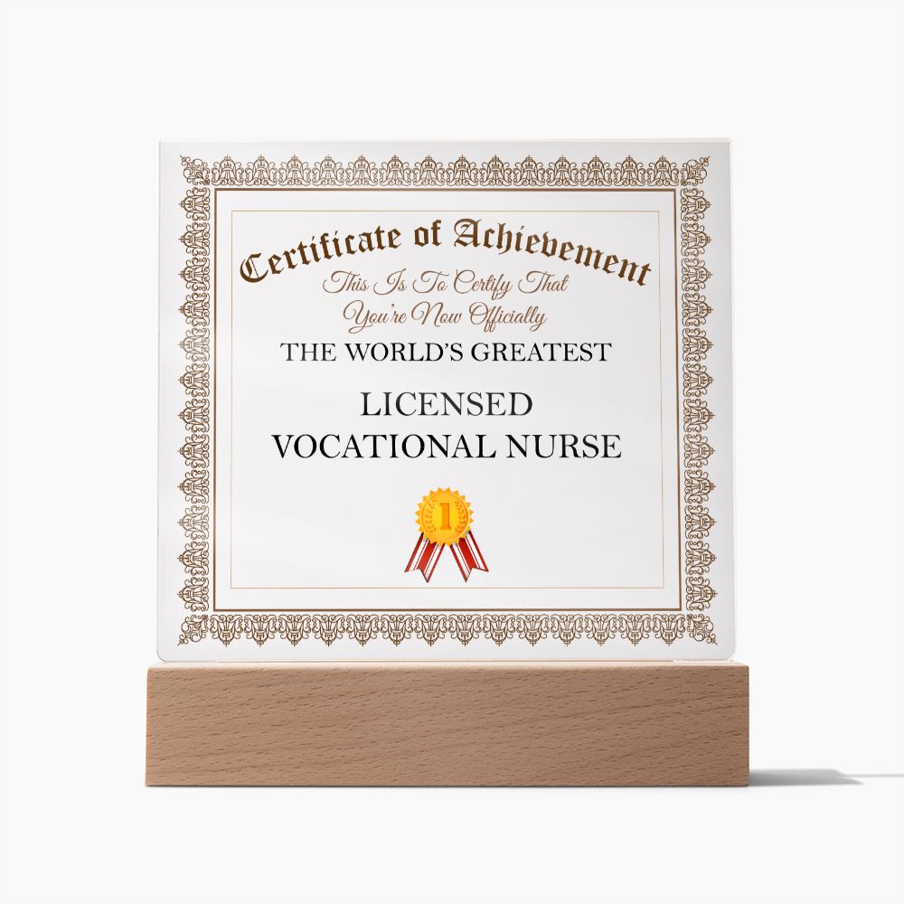 World's Greatest Licensed Vocational Nurse - Square Acrylic Plaque