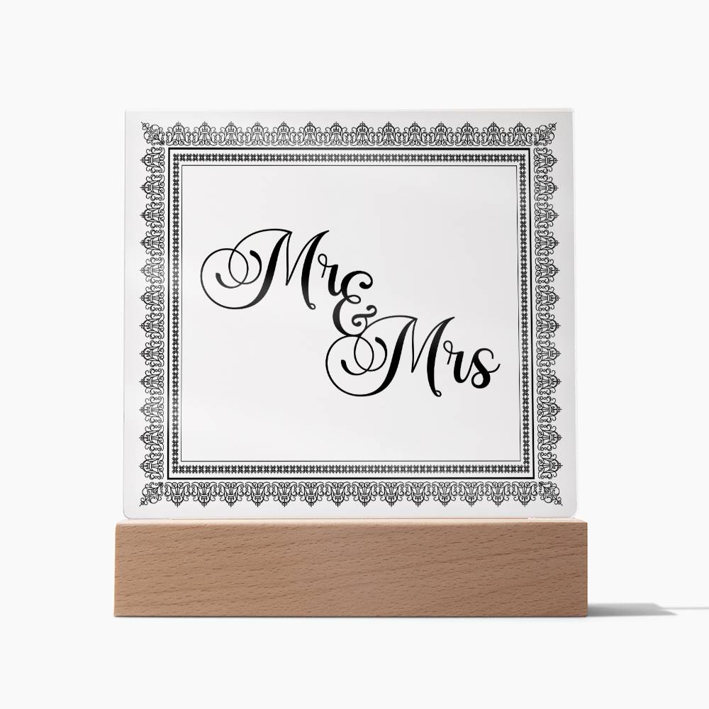 Mr & Mrs (Black) - Square Acrylic Plaque