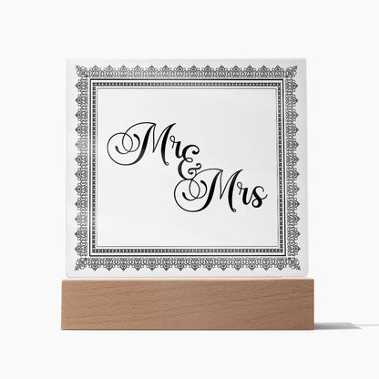 Mr & Mrs (Black) - Square Acrylic Plaque