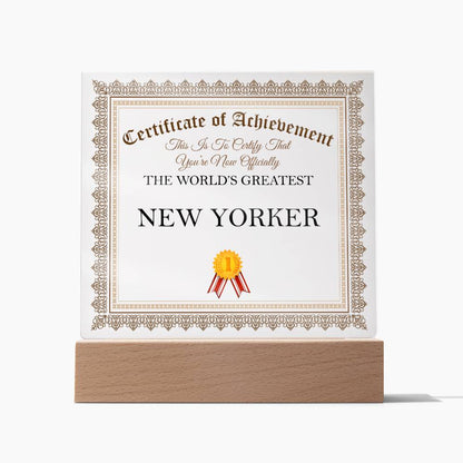 World's Greatest New Yorker - Square Acrylic Plaque