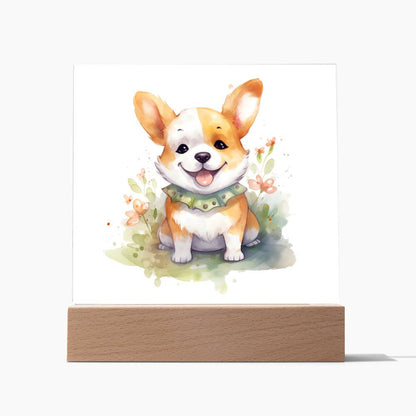 Corgi (Watercolor) 05 - Square Acrylic Plaque