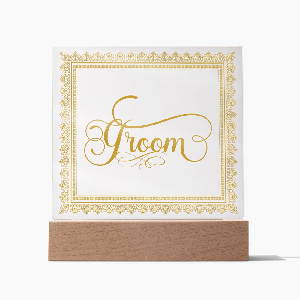 Groom (Gold) - Square Acrylic Plaque