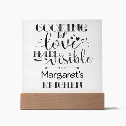 Margaret's Kitchen - Cooking Is Love - Square Acrylic Plaque