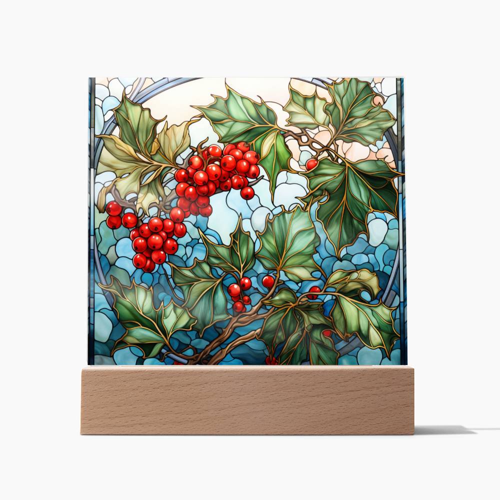 Christmas Stained Glass Design 032 - Square Acrylic Plaque