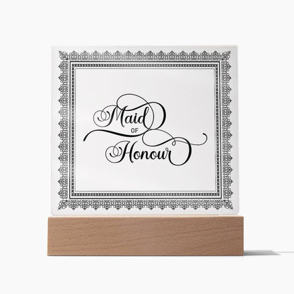 Maid of Honour (Black) - Square Acrylic Plaque