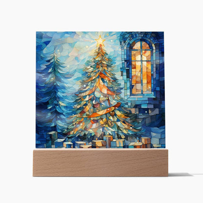 Christmas Stained Glass Design 008 - Square Acrylic Plaque