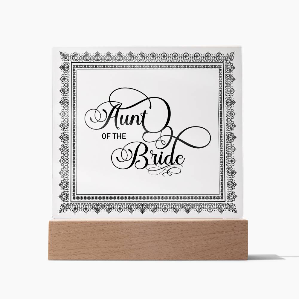 Aunt of the Bride (Black) - Square Acrylic Plaque