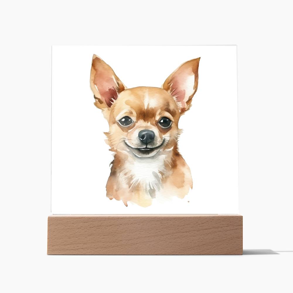 Chihuahua (Watercolor) 04 - Square Acrylic Plaque