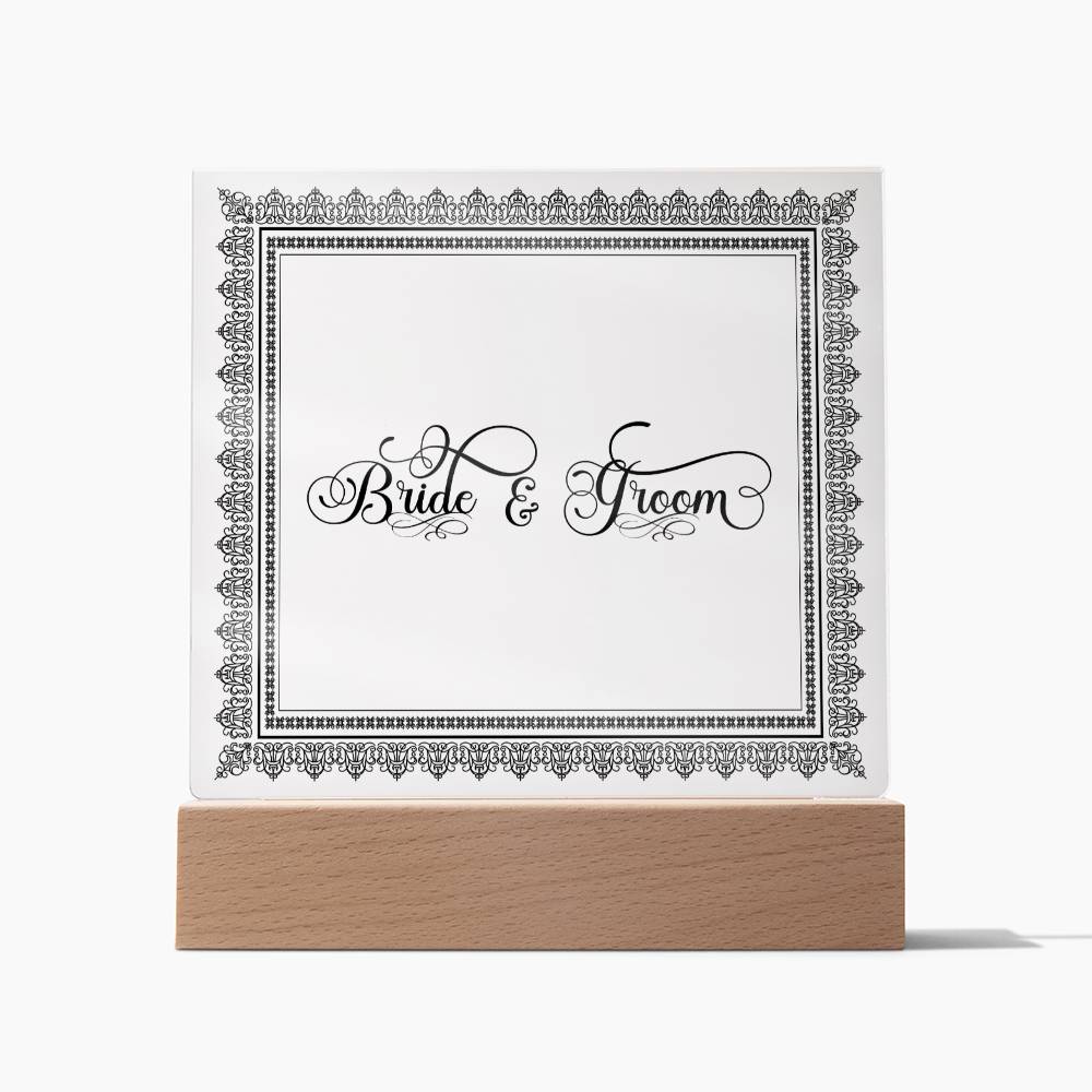 Bride & Groom (Black) - Square Acrylic Plaque