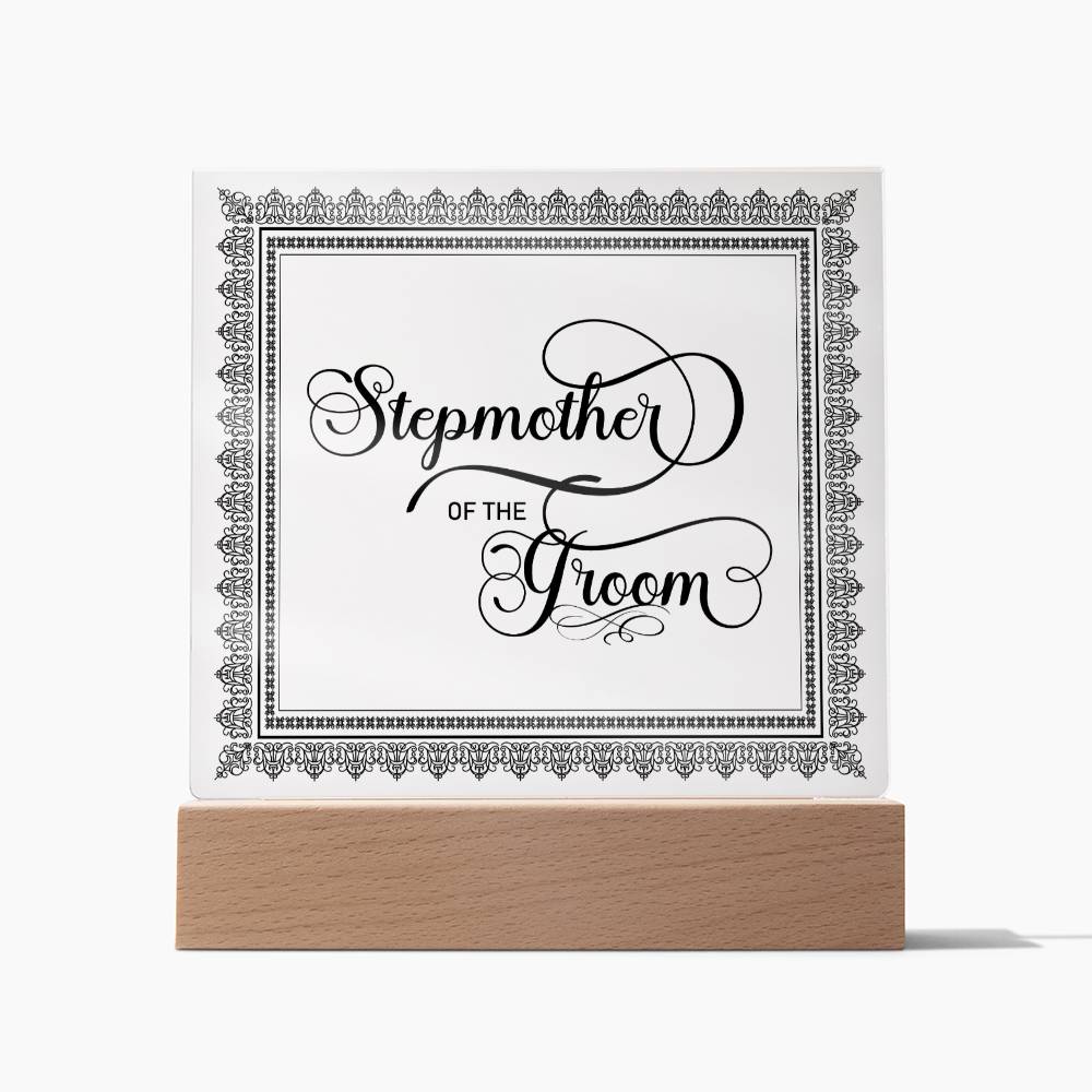 Stepmother of the Groom (Black) - Square Acrylic Plaque