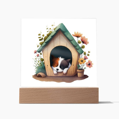 Dog Sleeping (Watercolor) 04 - Square Acrylic Plaque
