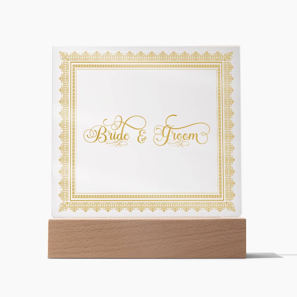 Bride & Groom (Gold) - Square Acrylic Plaque