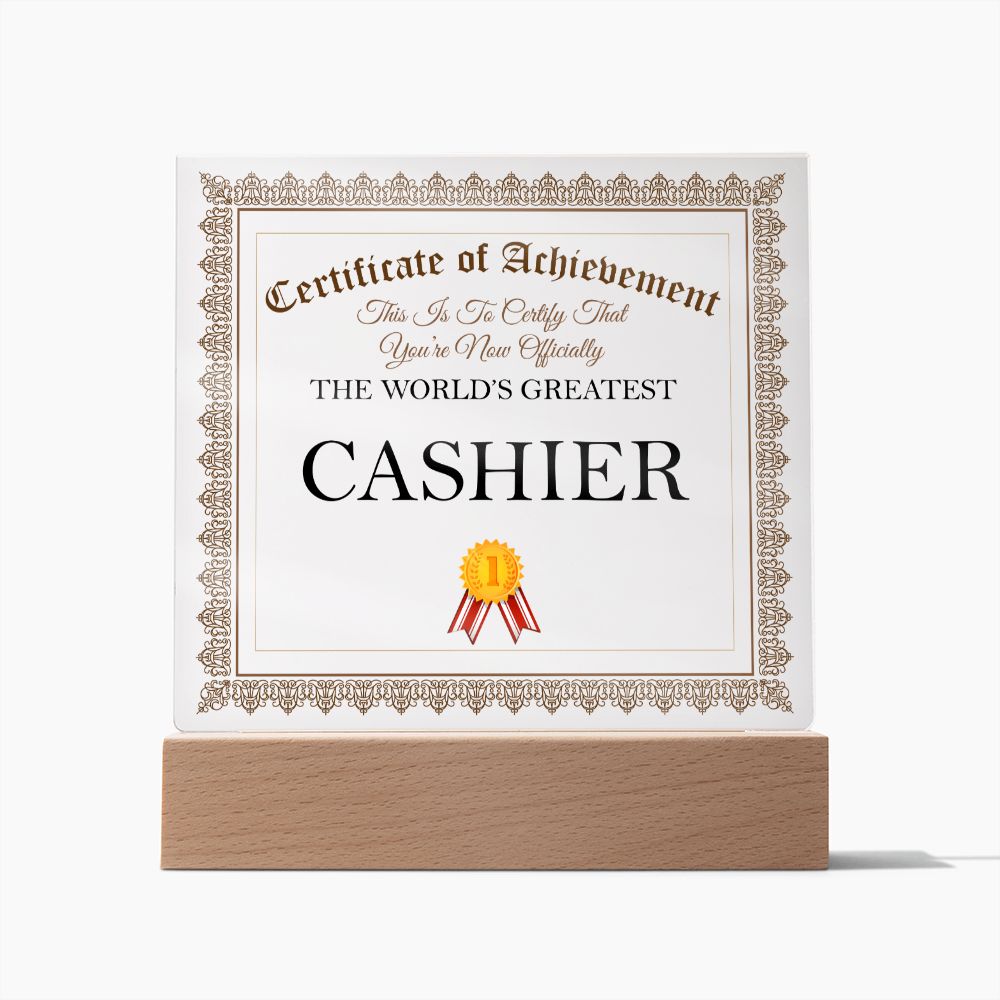 World's Greatest Cashier - Square Acrylic Plaque