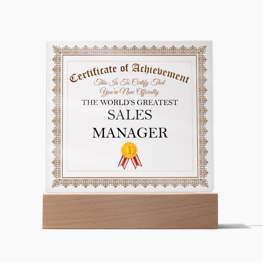 World's Greatest Sales Manager - Square Acrylic Plaque