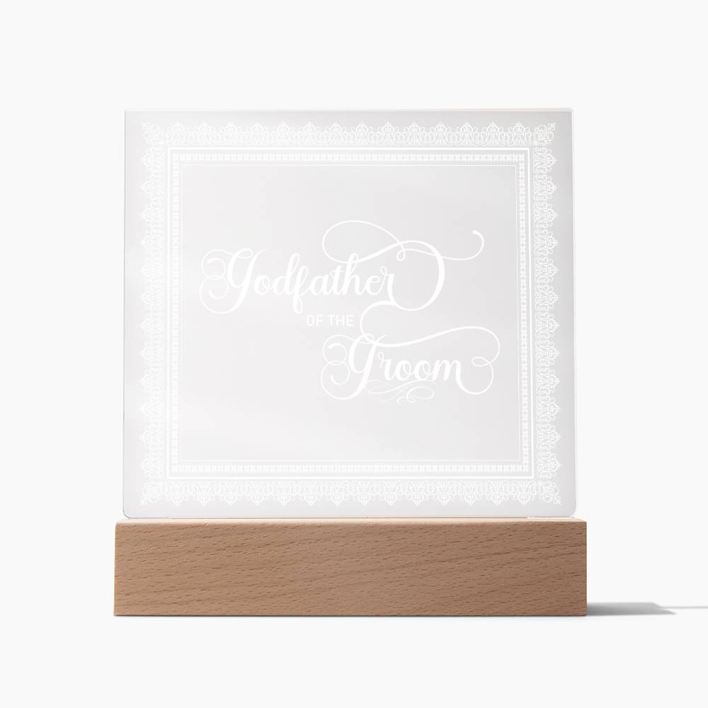 Godfather of the Groom (White) - Square Acrylic Plaque