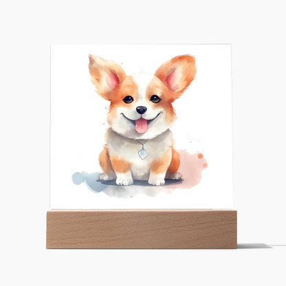 Corgi (Watercolor) 03 - Square Acrylic Plaque