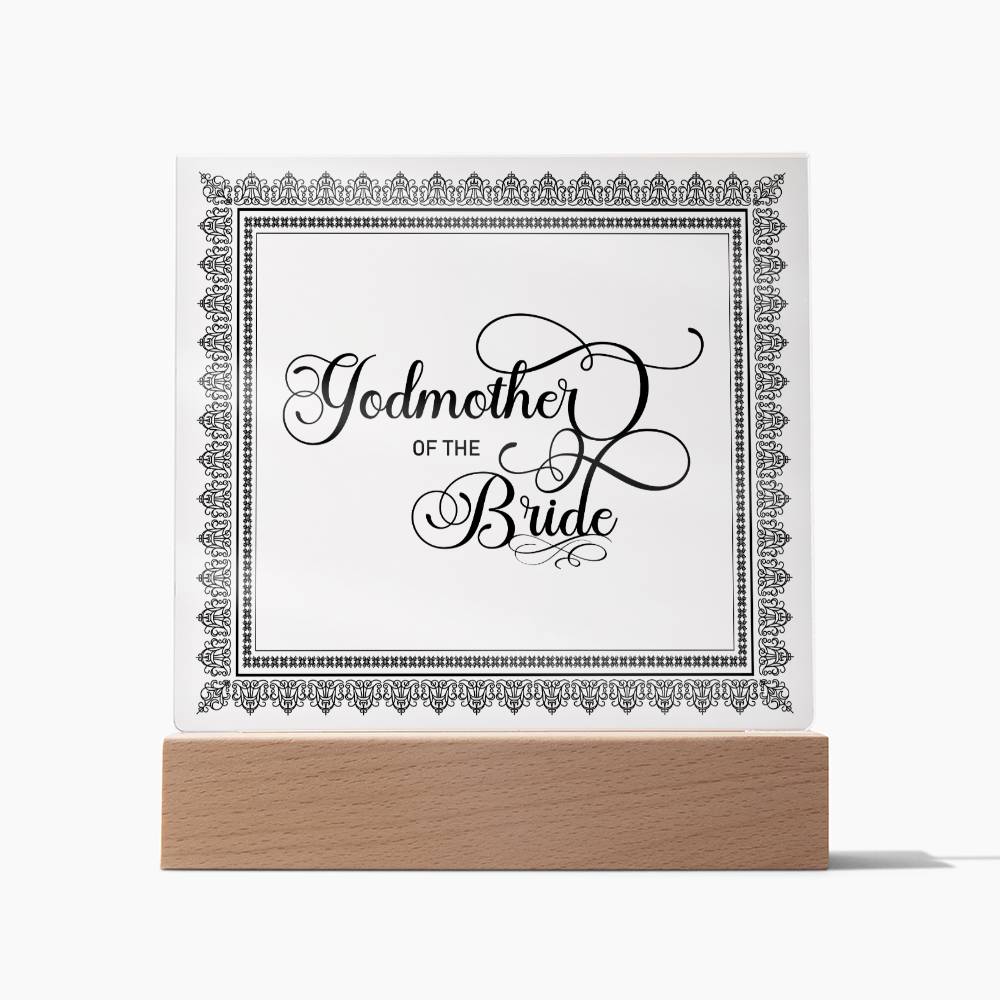 Godmother of the Bride (Black) - Square Acrylic Plaque
