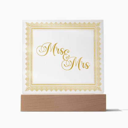 Mrs & Mrs (Gold) - Square Acrylic Plaque