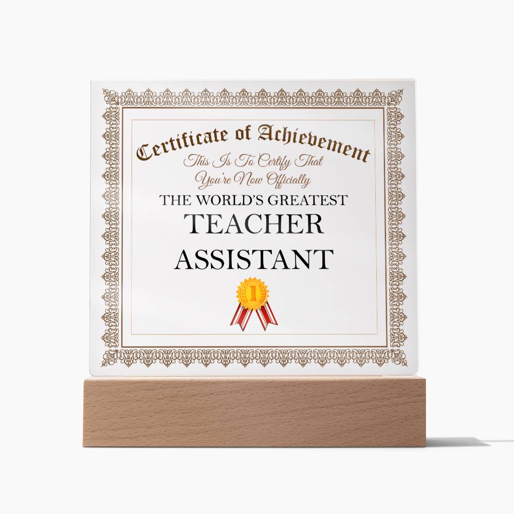 World's Greatest Teacher Assistant - Square Acrylic Plaque