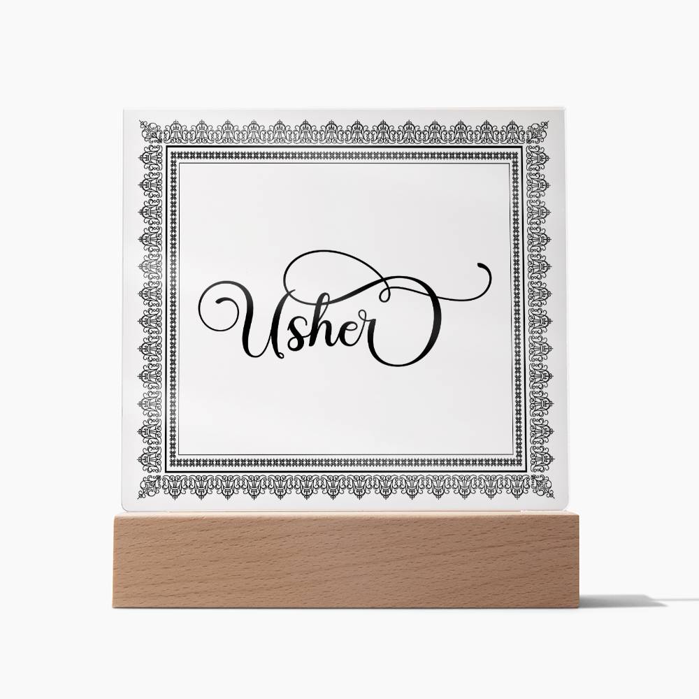 Usher (Black) - Square Acrylic Plaque
