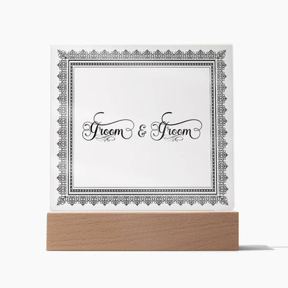 Groom & Groom (Black) - Square Acrylic Plaque