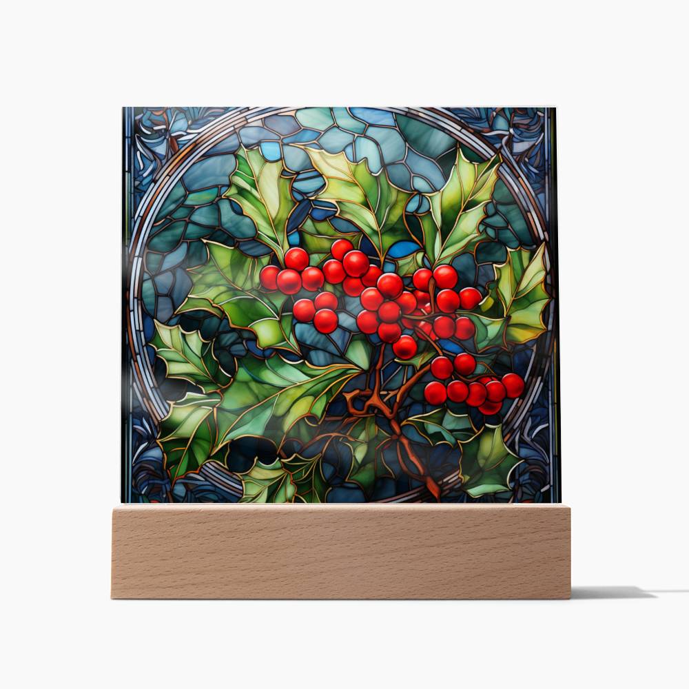 Christmas Stained Glass Design 031 - Square Acrylic Plaque