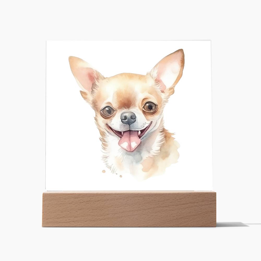 Chihuahua (Watercolor) 03 - Square Acrylic Plaque