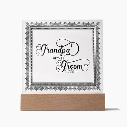 Grandpa of the Groom (Black) - Square Acrylic Plaque