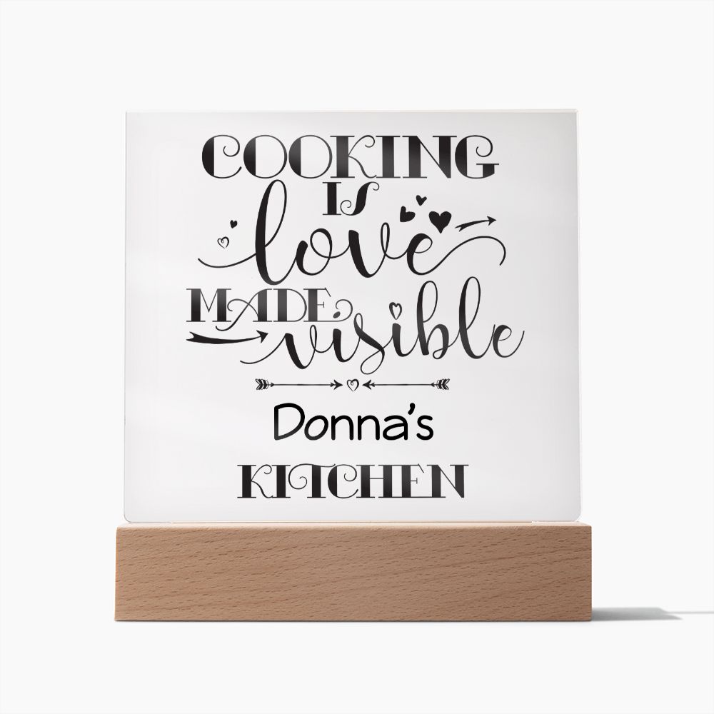 Donna - Cooking Is Love - Square Acrylic Plaque