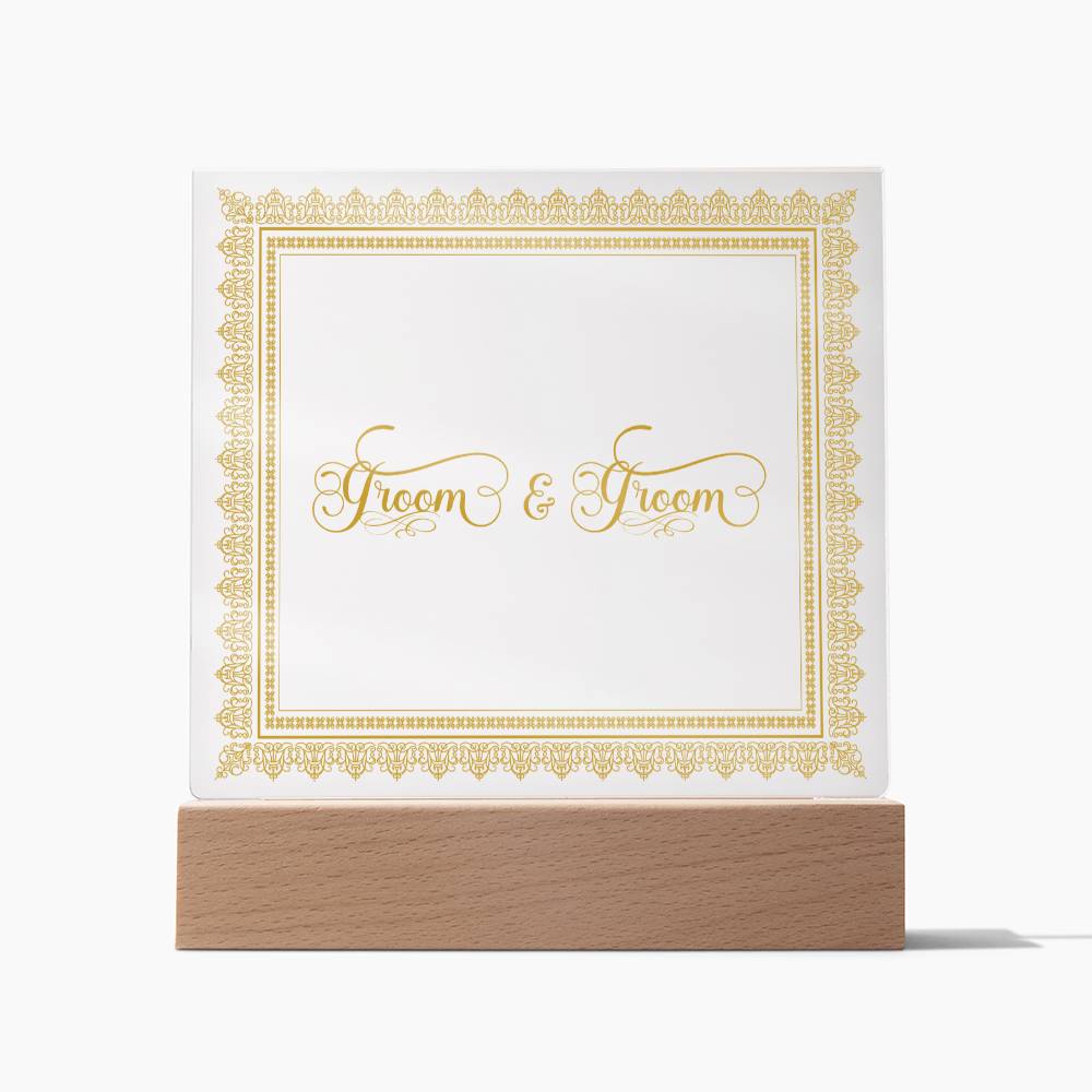 Groom & Groom (Gold) - Square Acrylic Plaque
