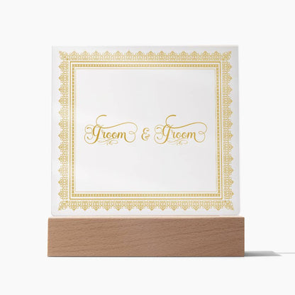 Groom & Groom (Gold) - Square Acrylic Plaque