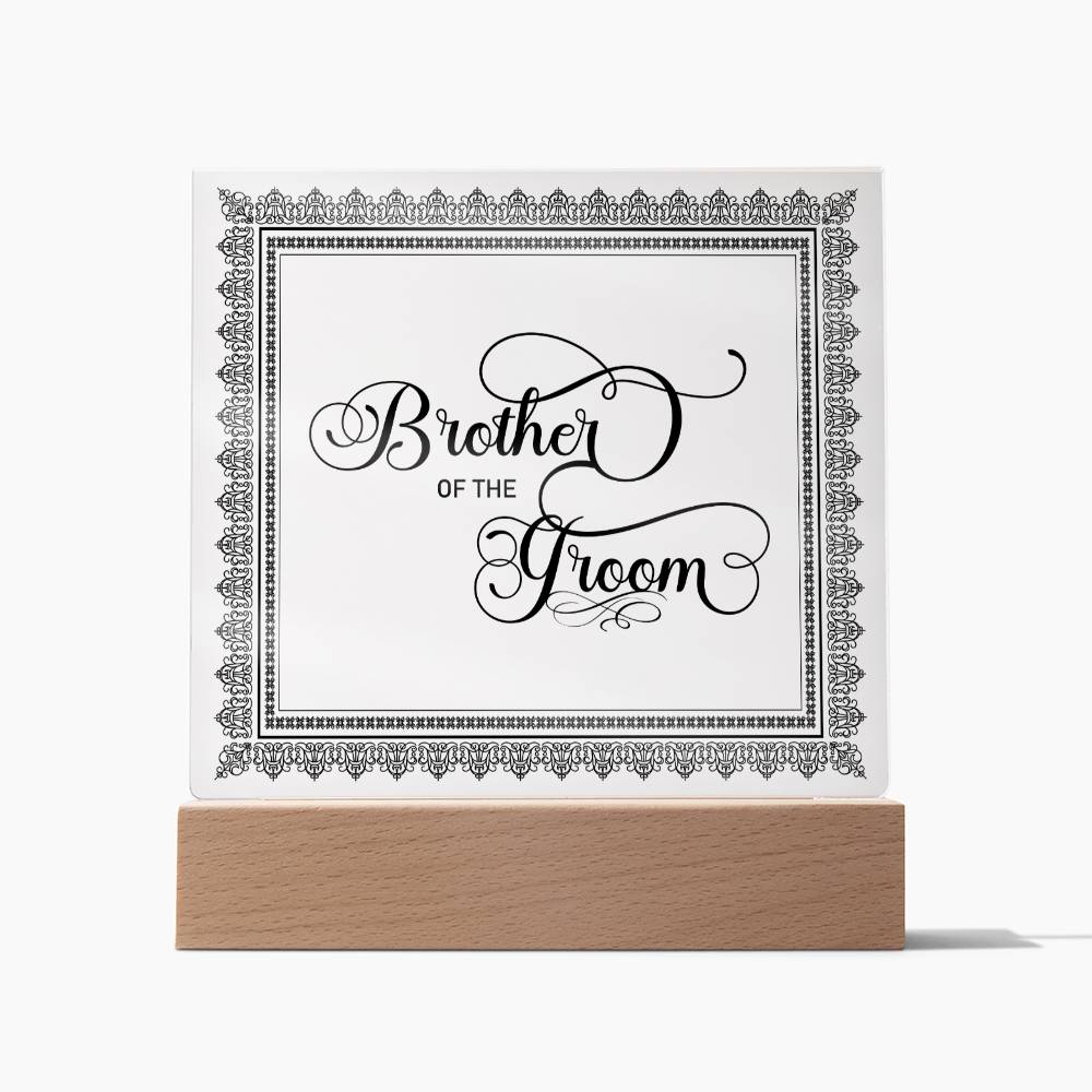 Brother of the Groom (Black) - Square Acrylic Plaque