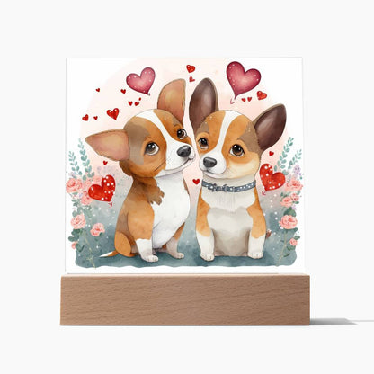 Cute Dogs In Love (Watercolor) 11 - Square Acrylic Plaque