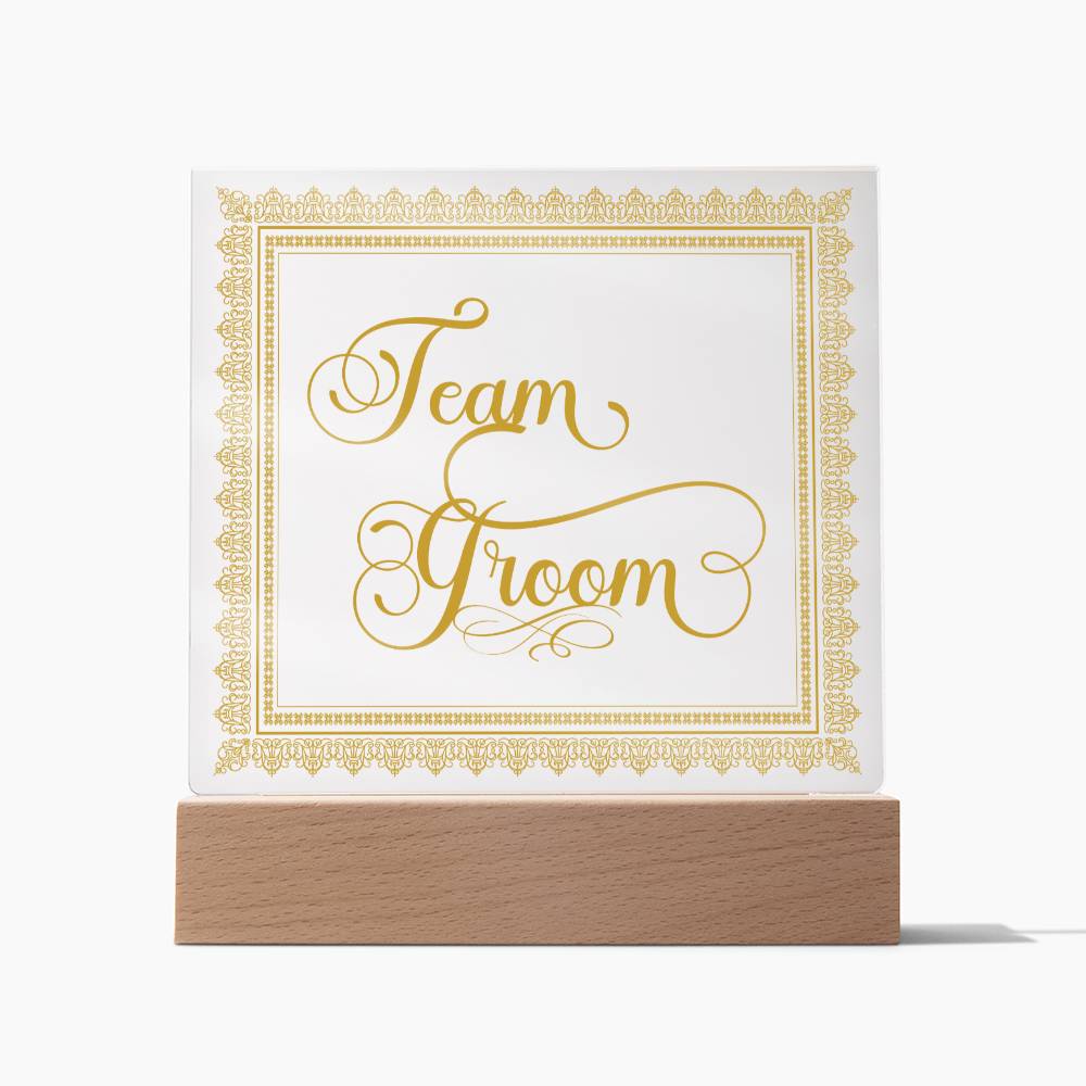 Team Groom (Gold) - Square Acrylic Plaque