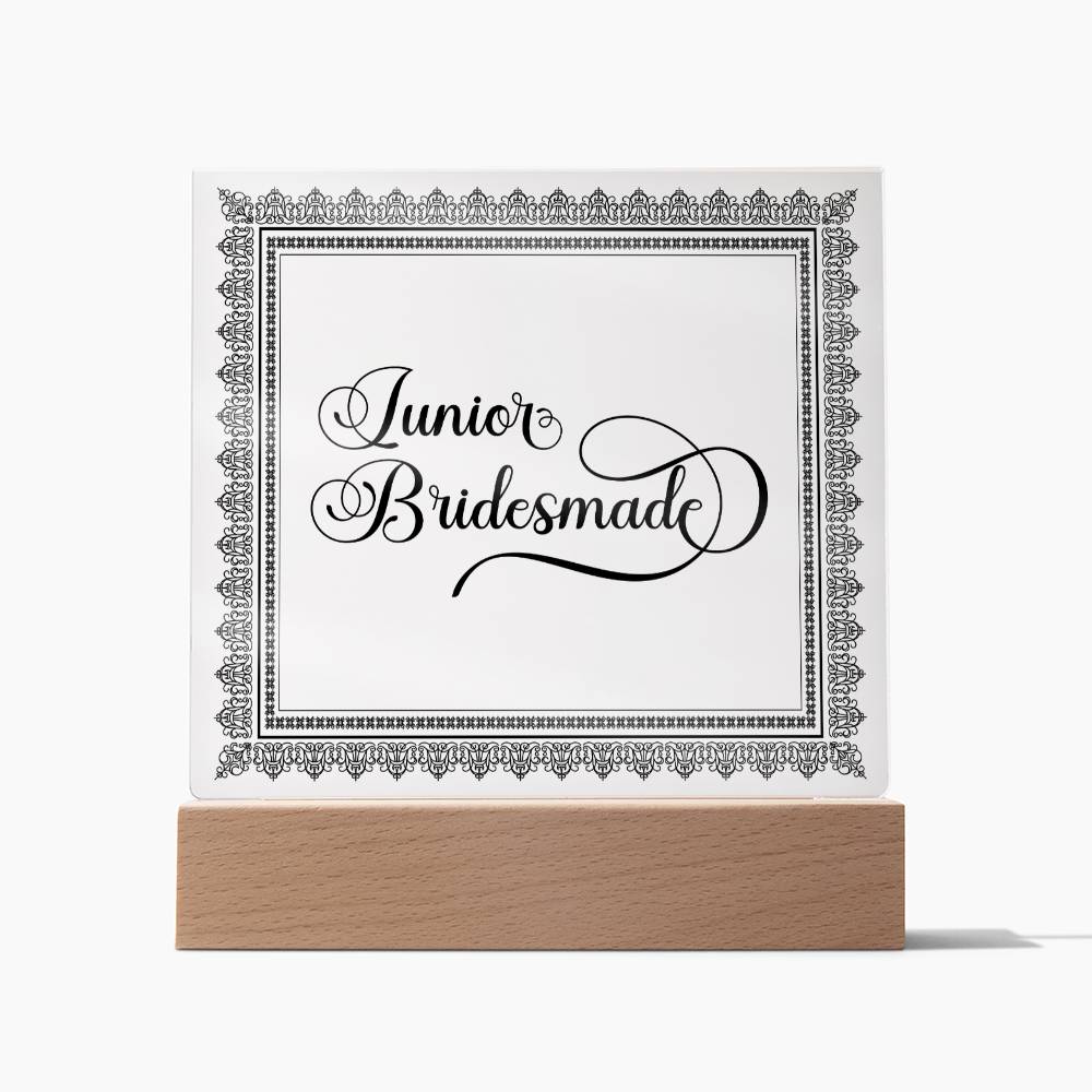 Junior Bridesmade (Black) - Square Acrylic Plaque