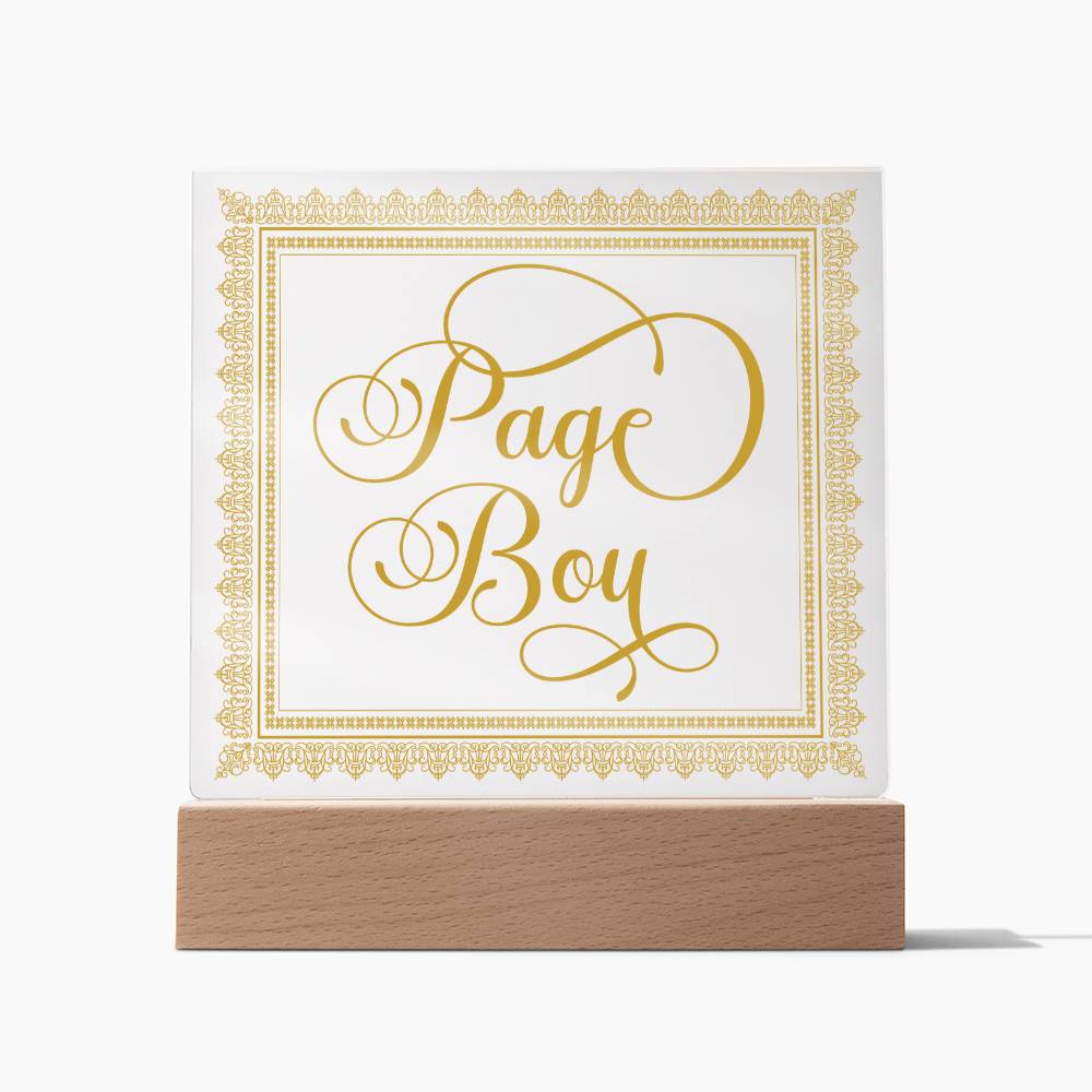 Page Boy (Gold) - Square Acrylic Plaque