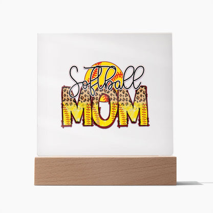 Softball Mom v2 - Square Acrylic Plaque