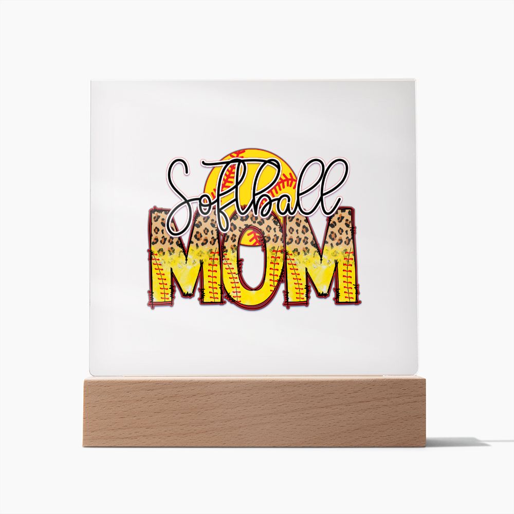 Softball Mom v2 - Square Acrylic Plaque