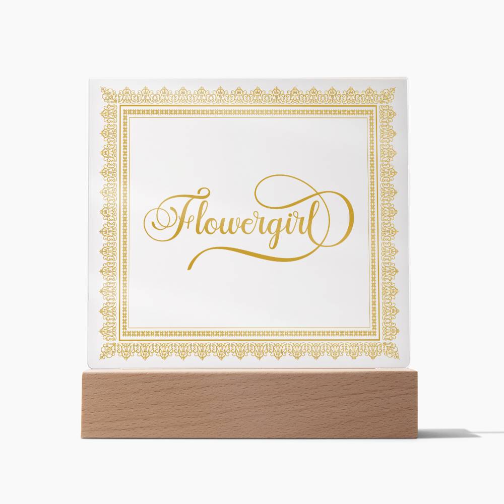 Flowergirl (Gold) - Square Acrylic Plaque