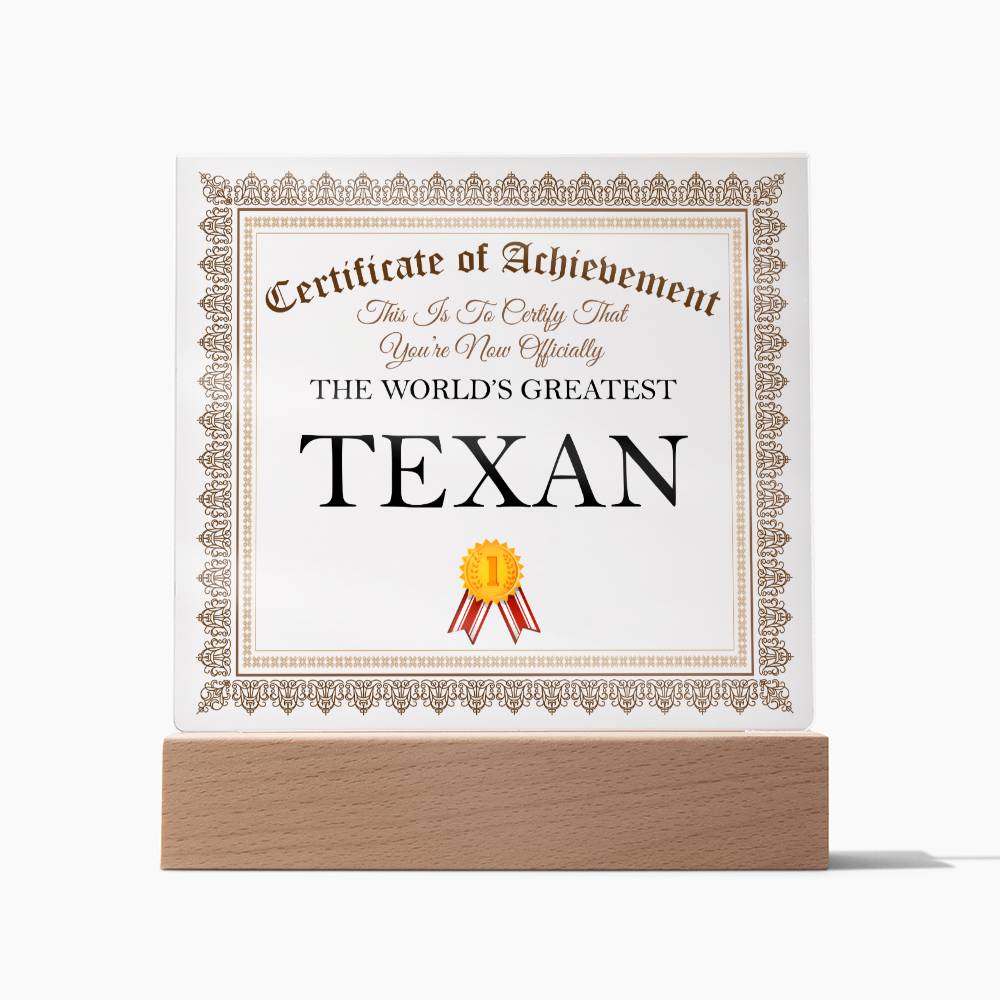 World's Greatest Texan - Square Acrylic Plaque
