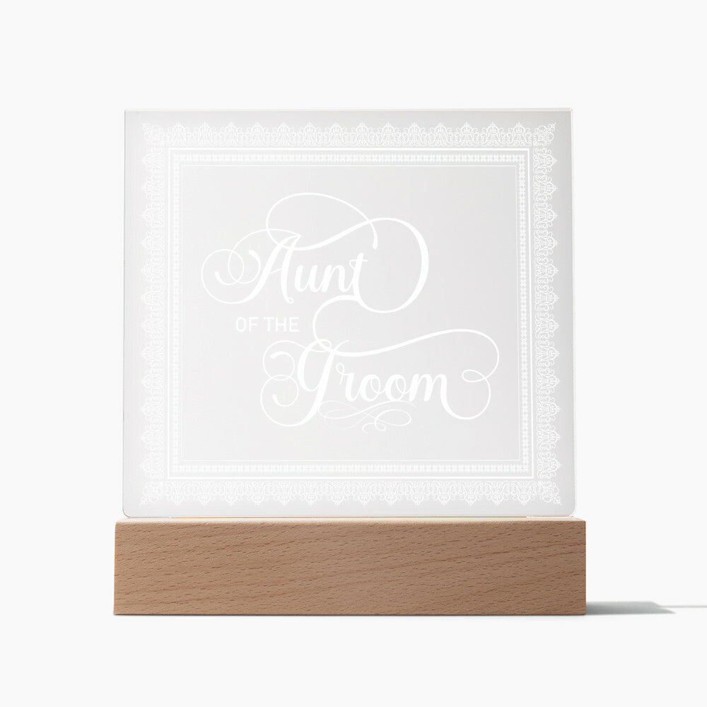 Aunt of the Groom (White) - Square Acrylic Plaque