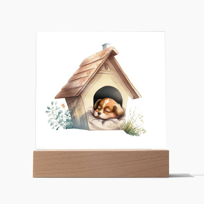 Dog Sleeping (Watercolor) 05 - Square Acrylic Plaque
