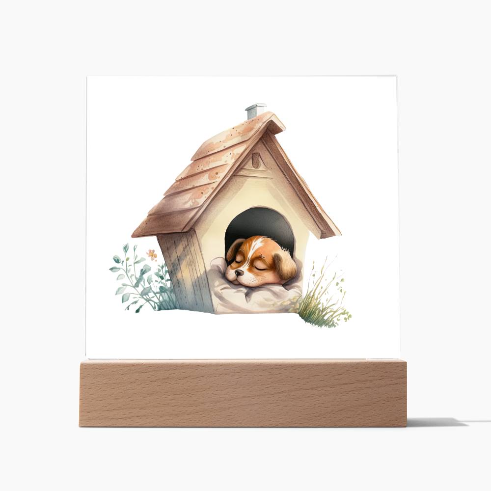 Dog Sleeping (Watercolor) 05 - Square Acrylic Plaque