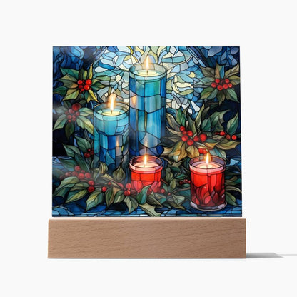 Christmas Stained Glass Design 001 - Square Acrylic Plaque