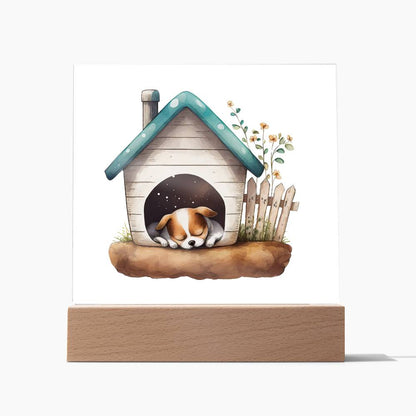 Dog Sleeping (Watercolor) 02 - Square Acrylic Plaque