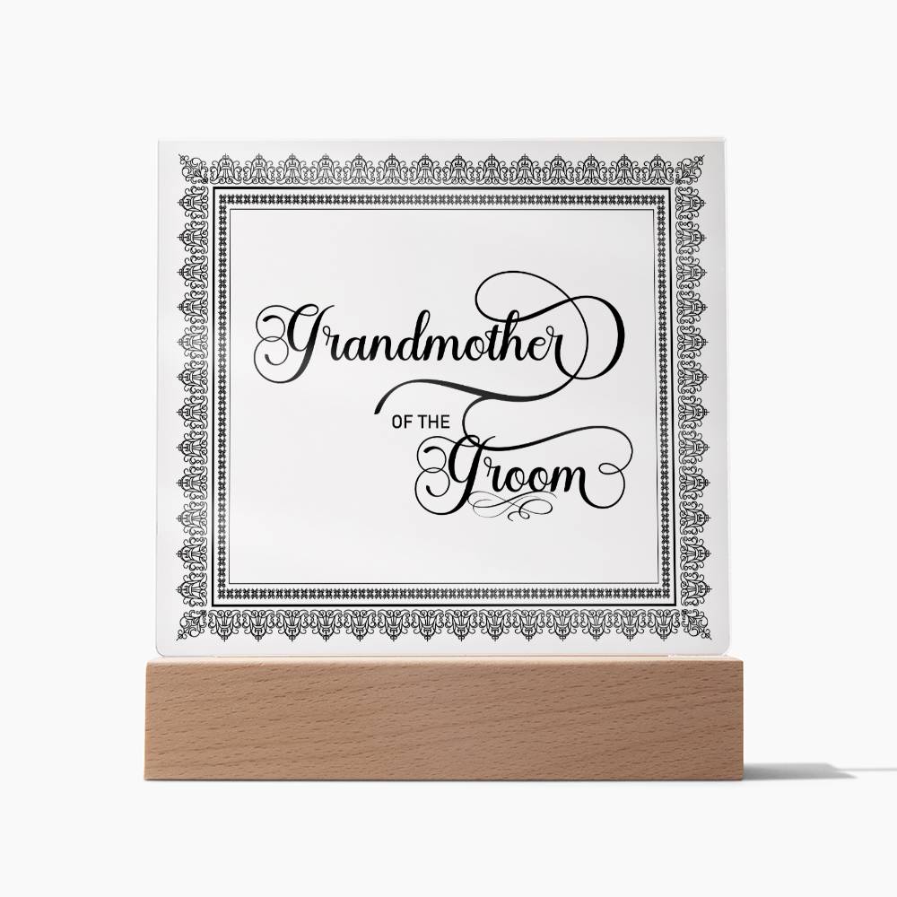 Grandmother of the Groom (Black) - Square Acrylic Plaque